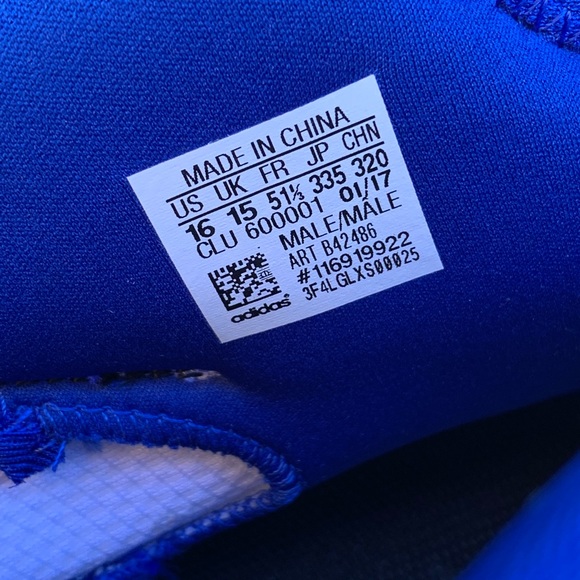 ADIDAS White Royal Blue Football Cleats Sz 16 - Picture 4 of 8